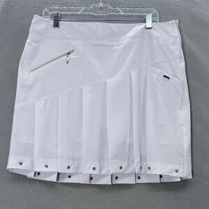 Jamie Sadock Golf Tennis Womens White Pleated Skort Skirt SZ 14 Activewear